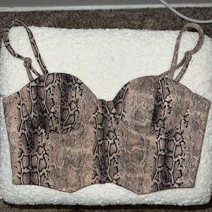 NWOT Snake skin bustier style crop top